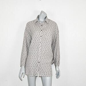 Pietsie Small Floral print Shirt Oversized button up 100% cotton Long Sleeve